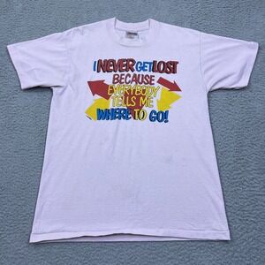 VTG 1989 The Wild Side Single Stitch Never Lost Funny Tshirt Large USA Made